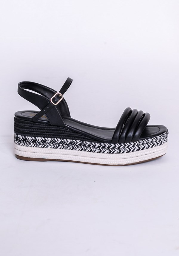Sandália plataforma shoes detalhes em corda preto