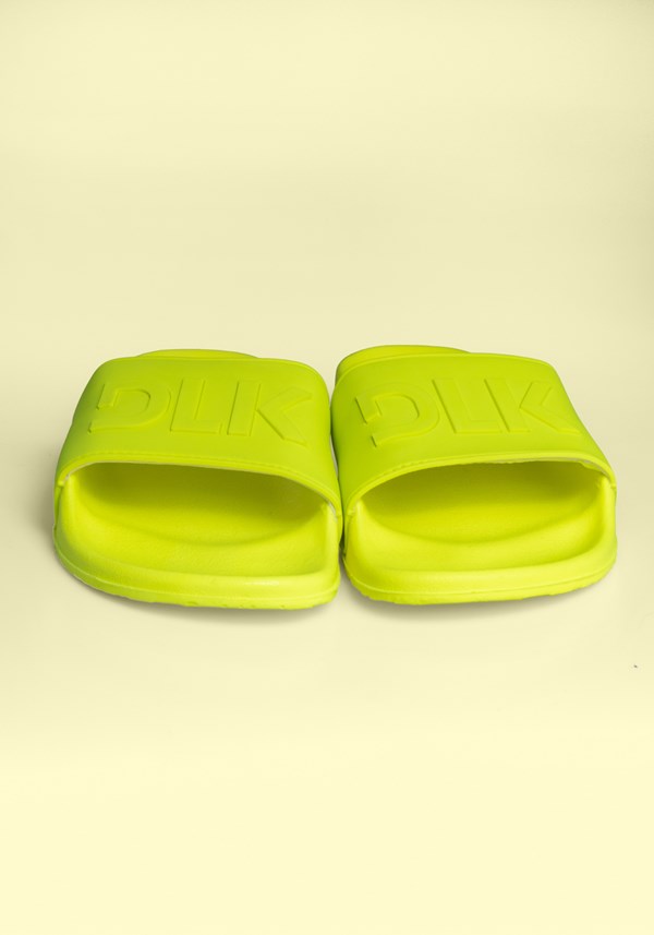 Sandália slide amarelo neon