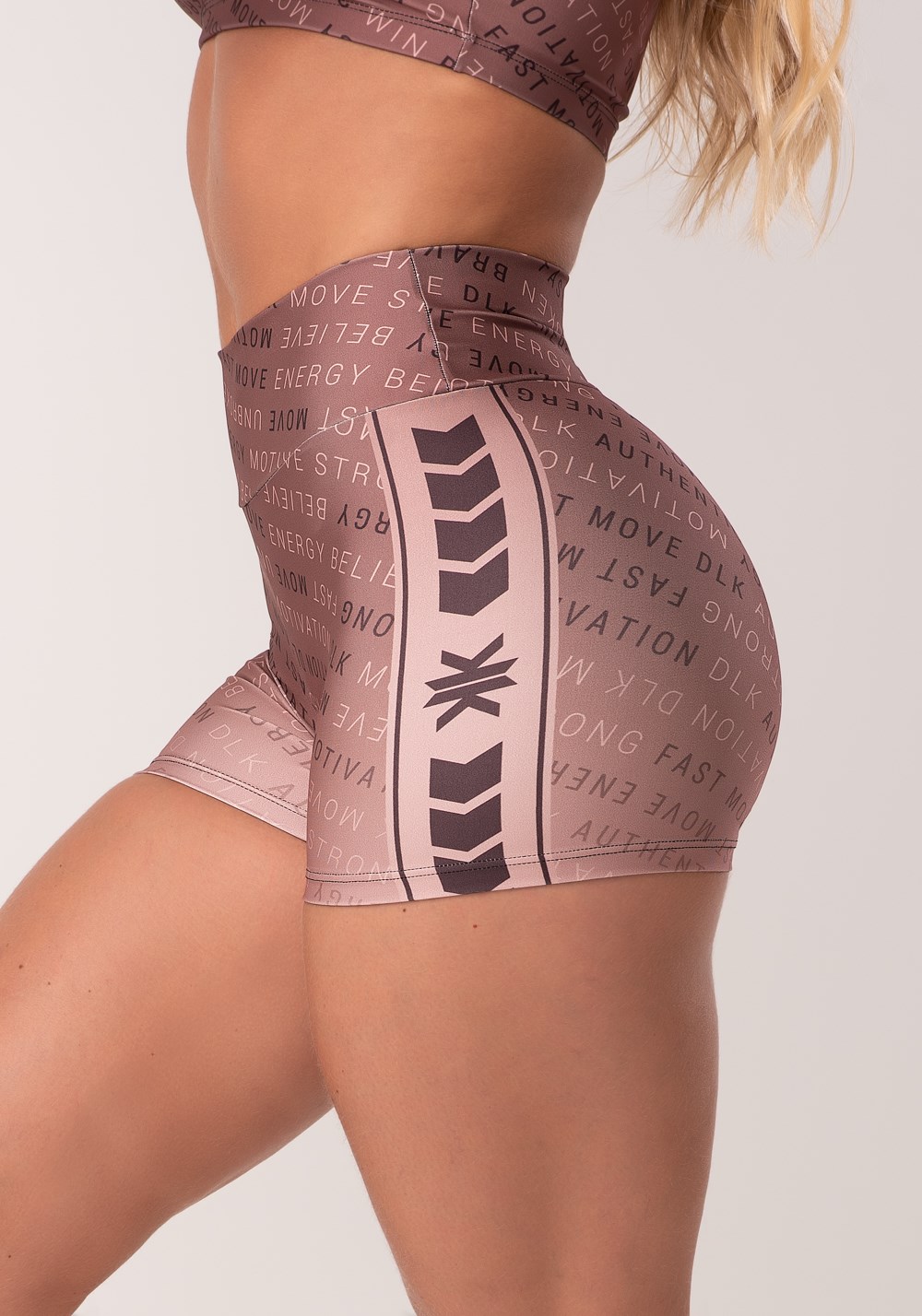 Short fitness feminino estampado authentic marrom printed