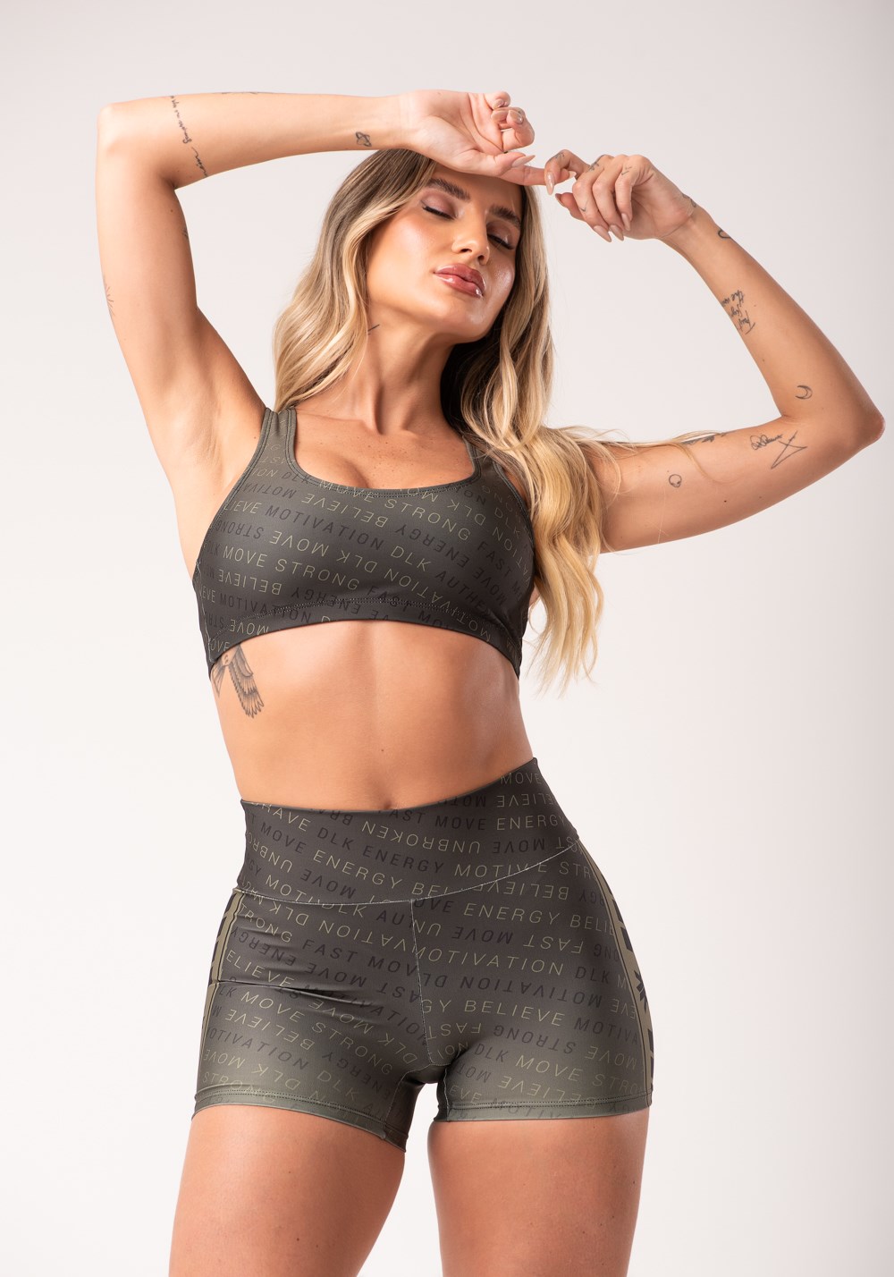 Top fitness feminino estampado authentic marrom printed