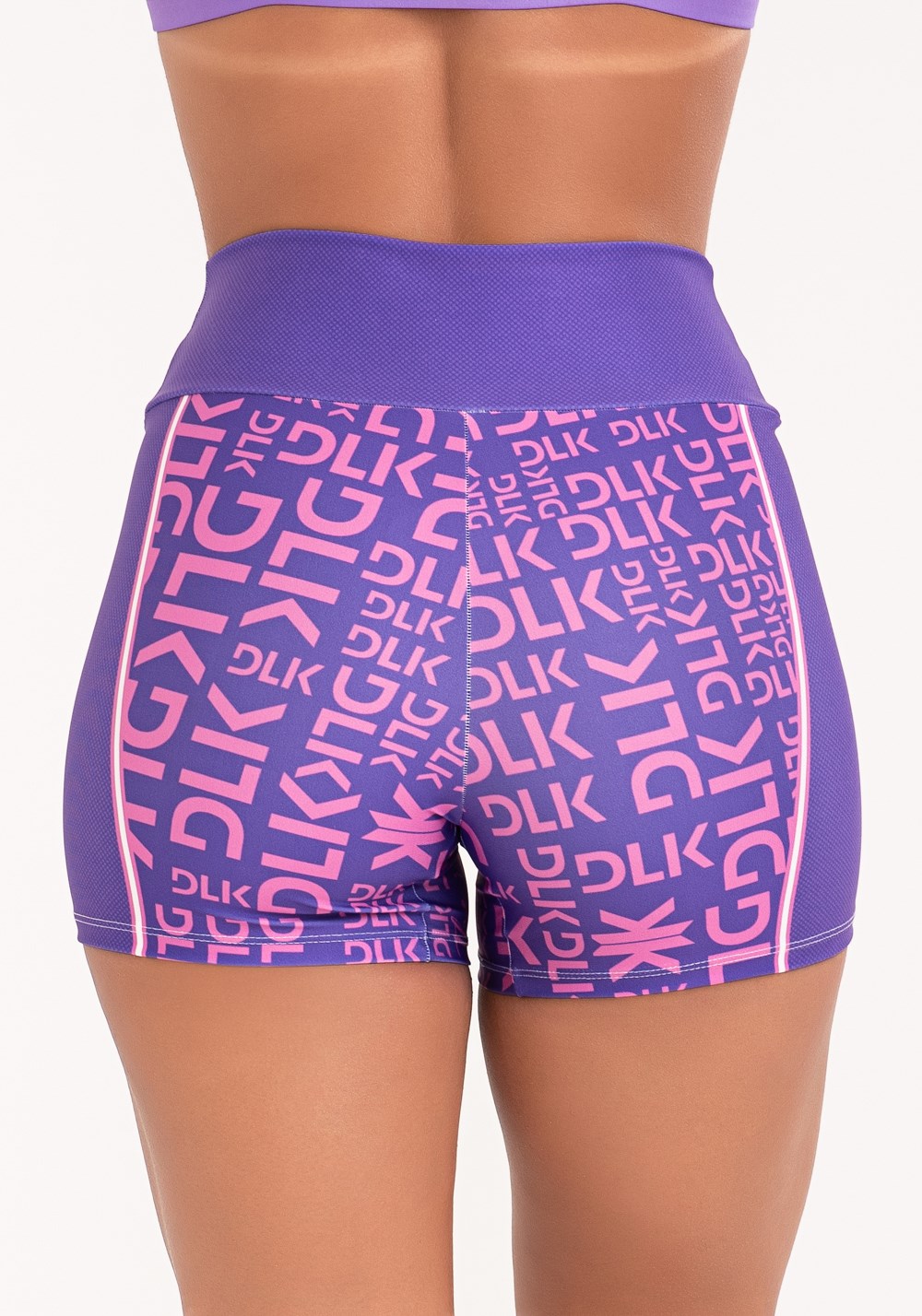 Short fitness feminino estampado dlk frases curves roxo e rosa printed