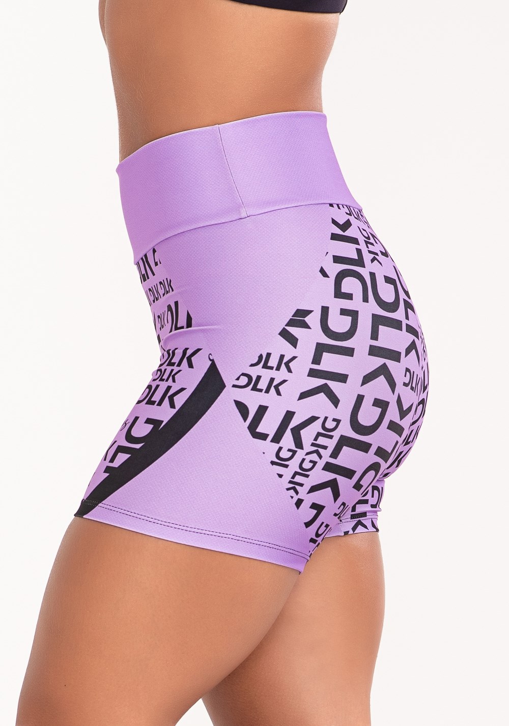Short fitness feminino estampado dlk frases lilás printed