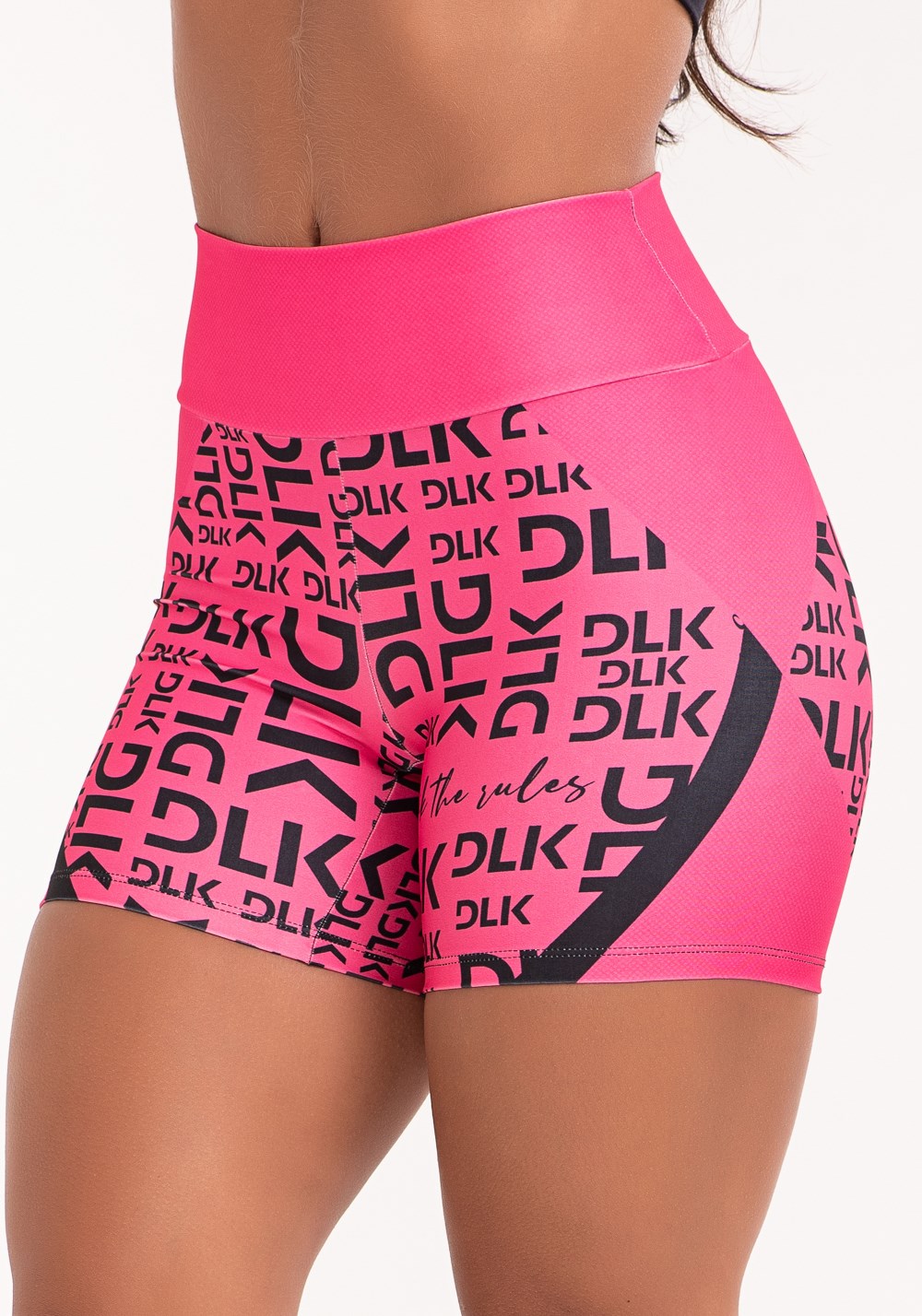 Short fitness feminino estampado dlk frases pink printed