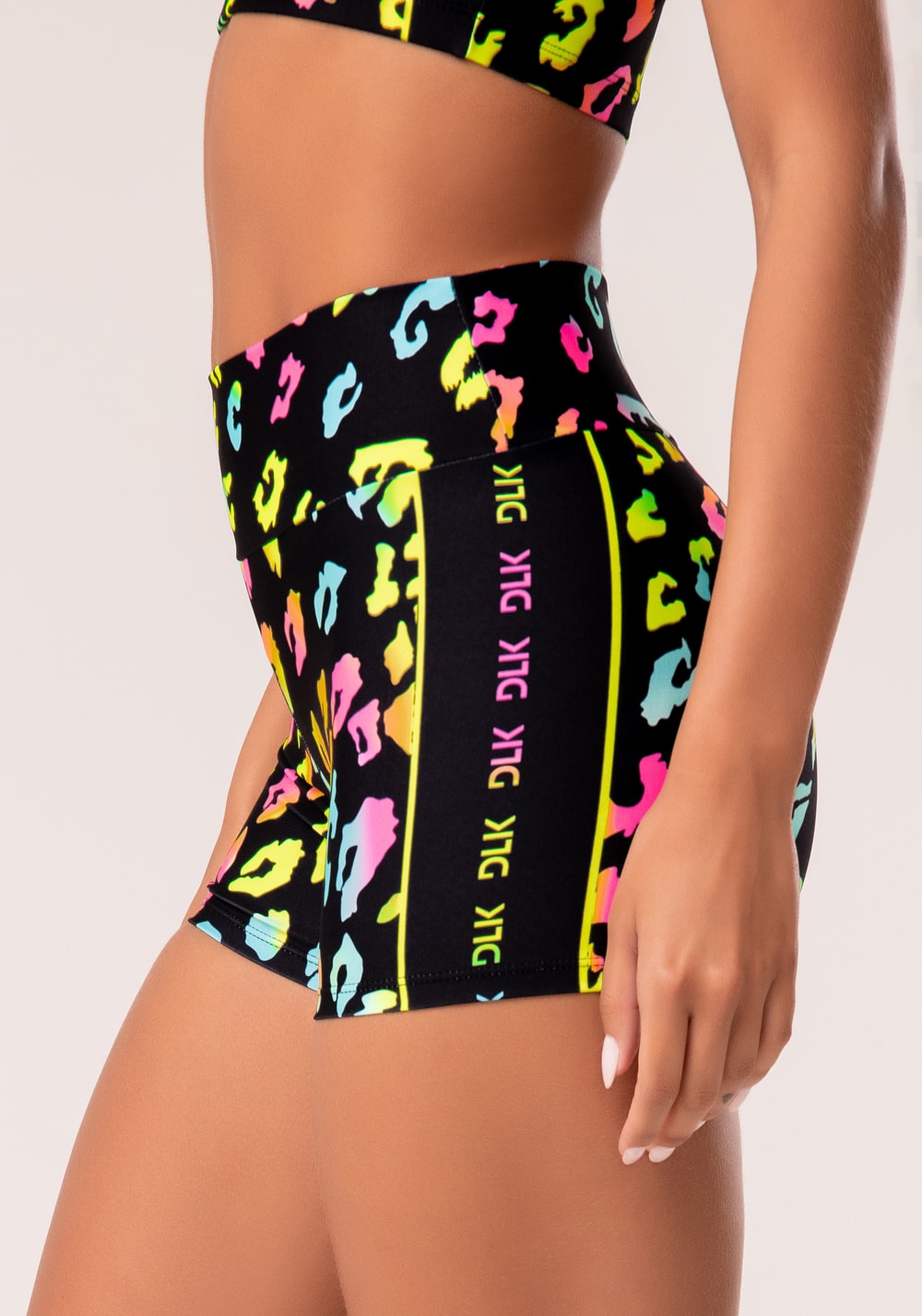Short fitness feminino estampado neon euphoric printed