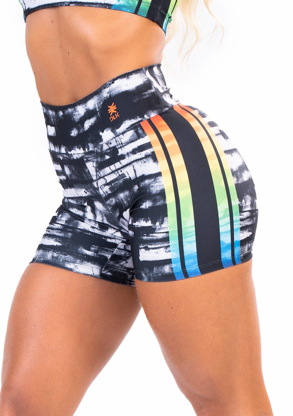 Short fitness feminino new printed estampado arco-íris