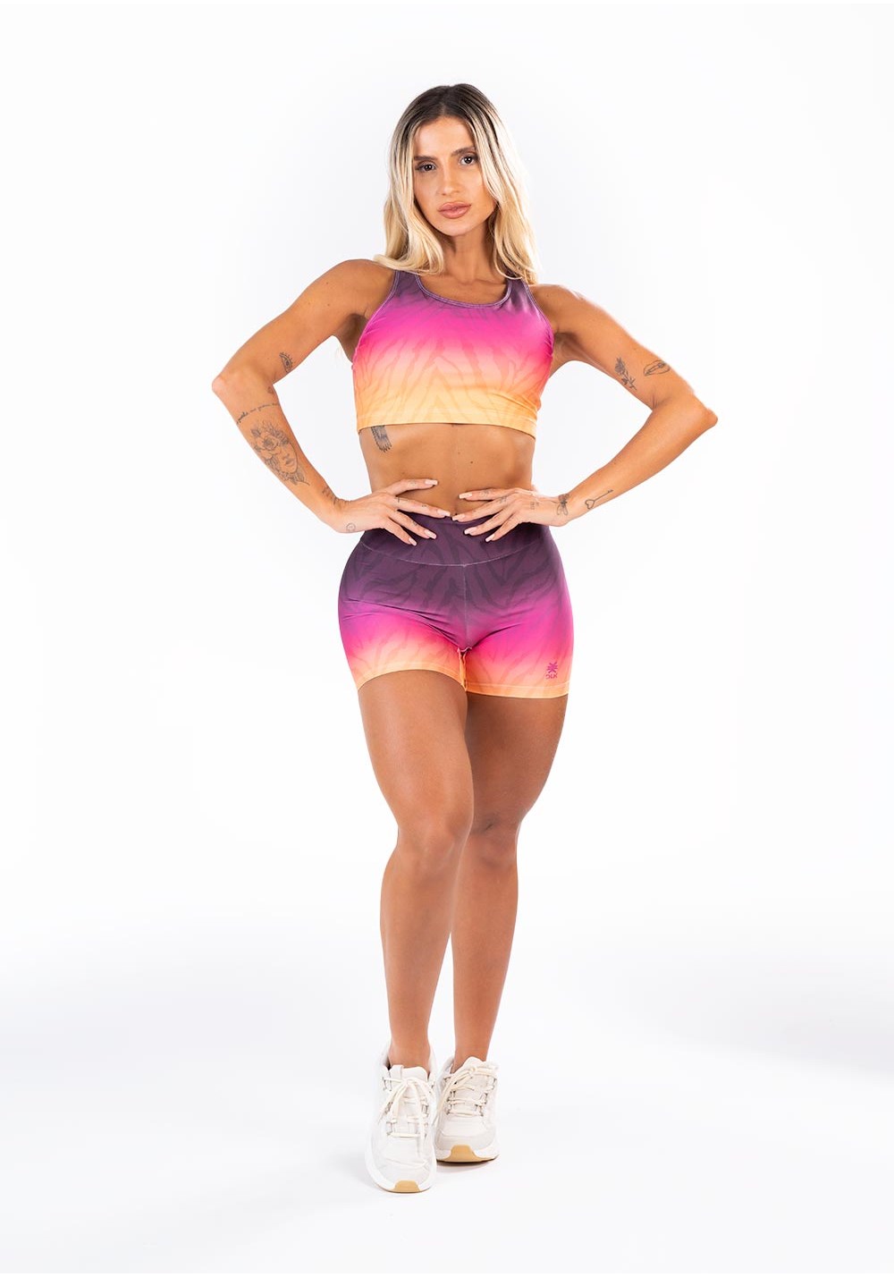 Short fitness feminino com elástico new printed estampado onça