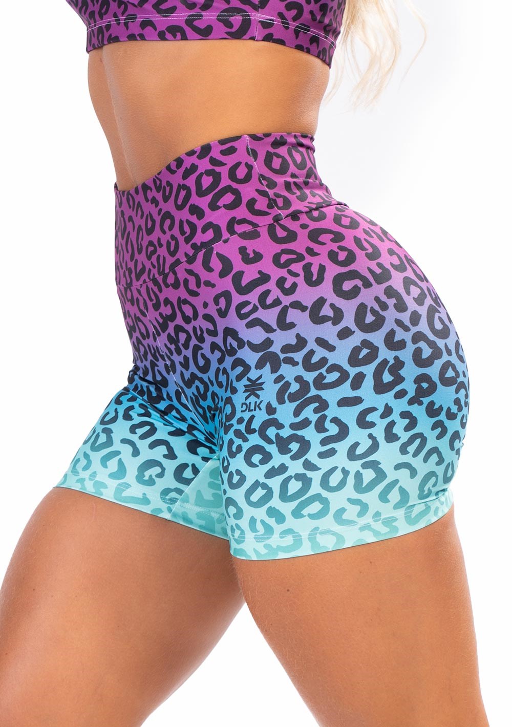 Short fitness feminino new printed estampado onça color