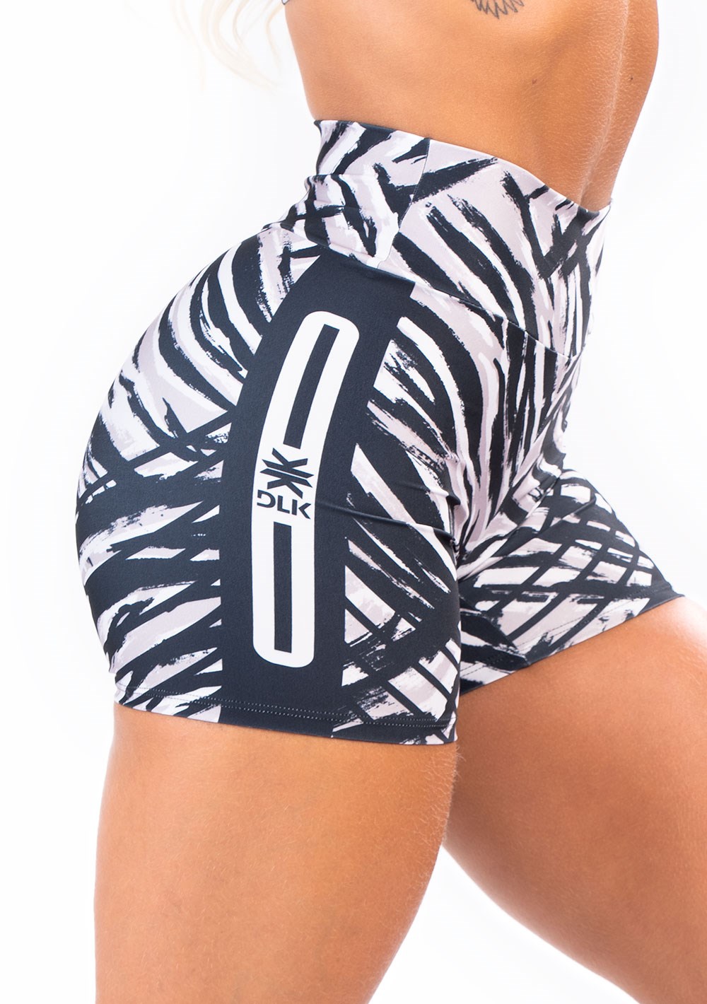 Short fitness feminino new printed estampado tigre nude e preto