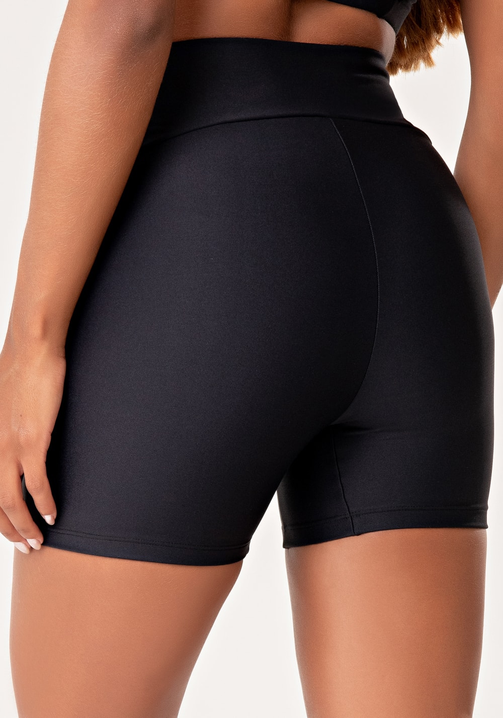 Short fitness feminino preto com zíper emborrachado lush dlk