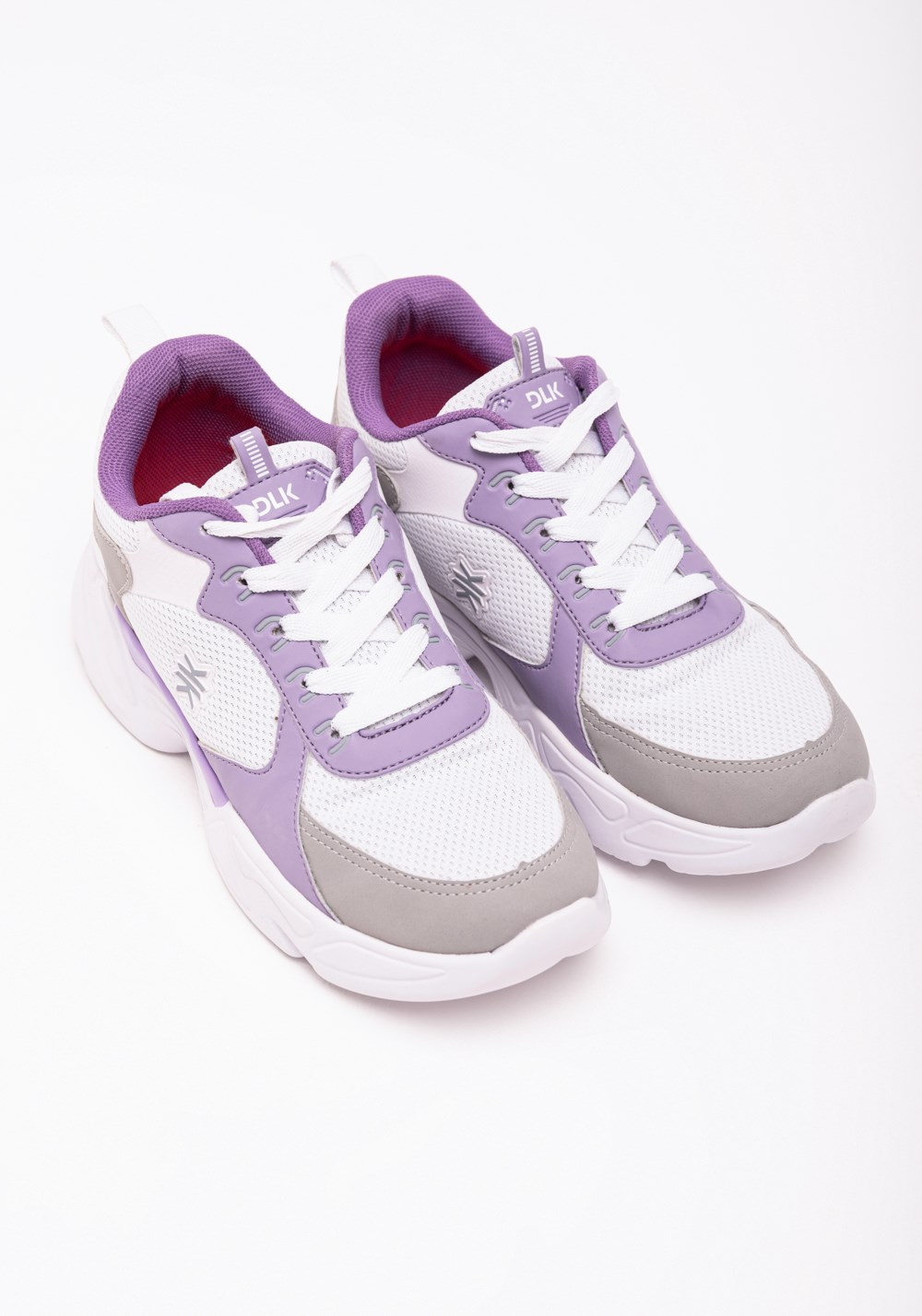 Tênis chunky feminino cinza com lilás dlk shoes