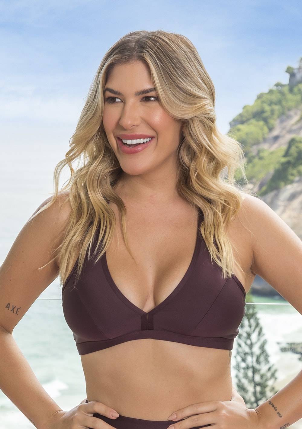 Top equilibrium marrom com bojo modelo nadador dlk