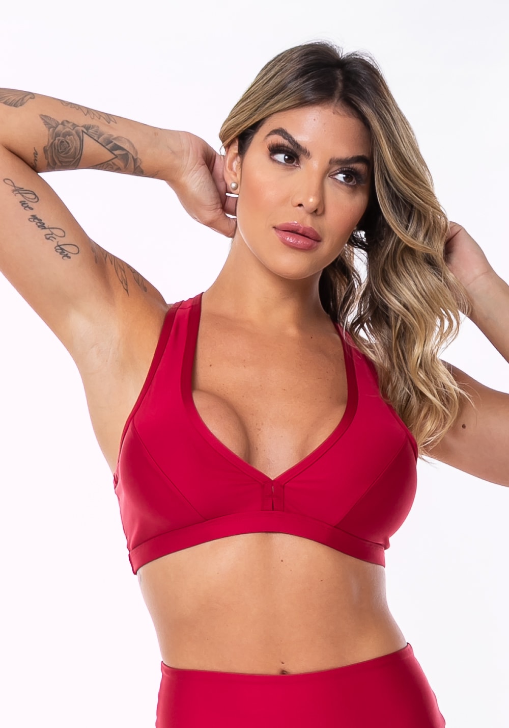 Top equilibrium vermelho com bojo modelo nadador dlk