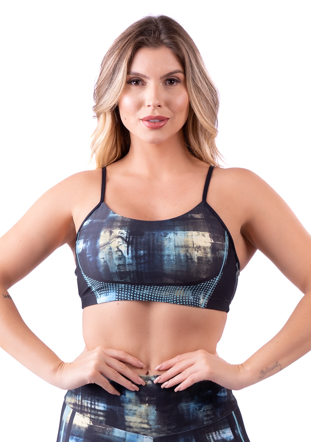 Top fitness feminino com bojo new printed estampado art black dlk