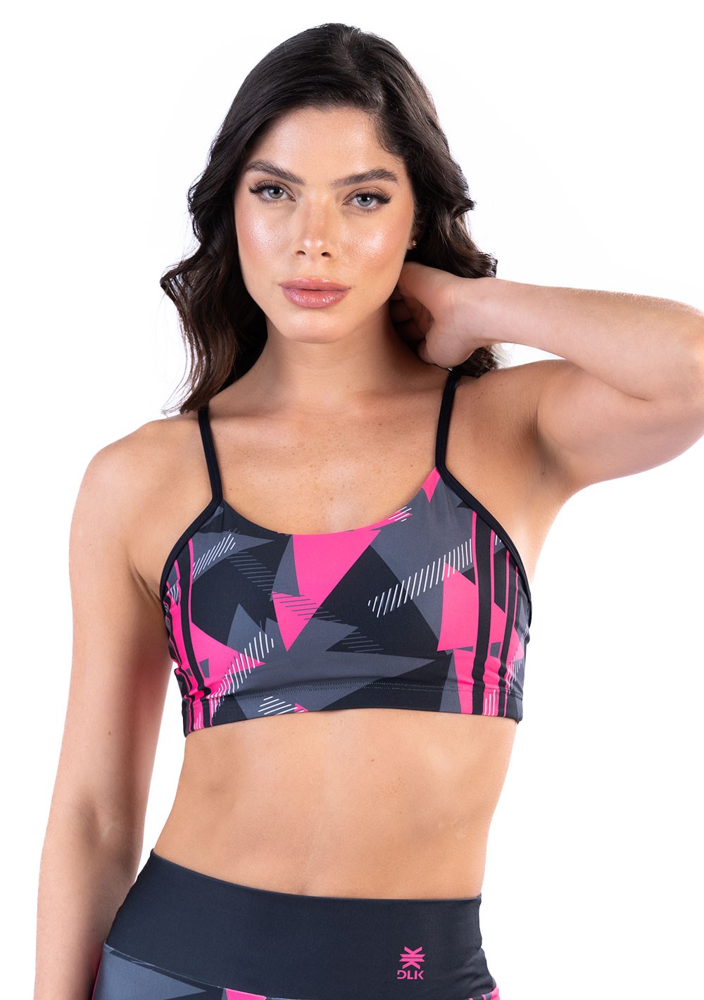 Top fitness feminino com bojo new printed estampado splinter pink