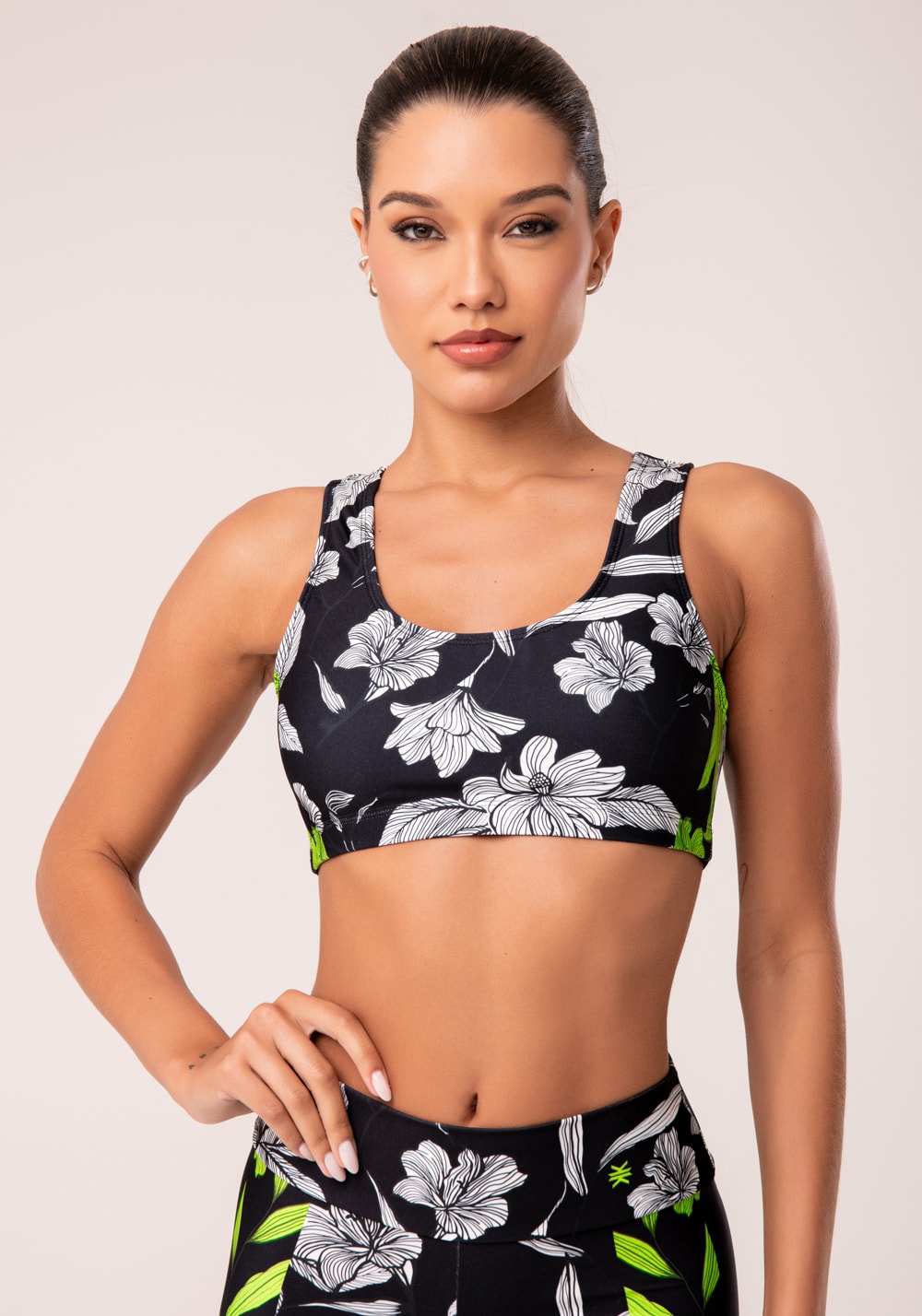 Top fitness feminino estampado neon paradise printed