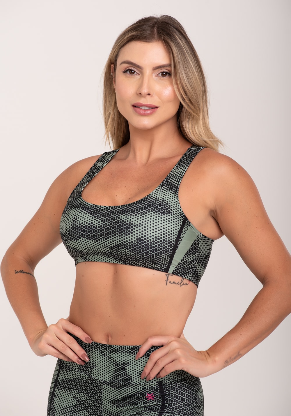 Top fitness feminino estampado racing verde printed