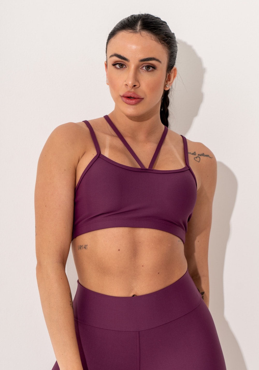 Top fitness feminino malbec com alças duplas intense