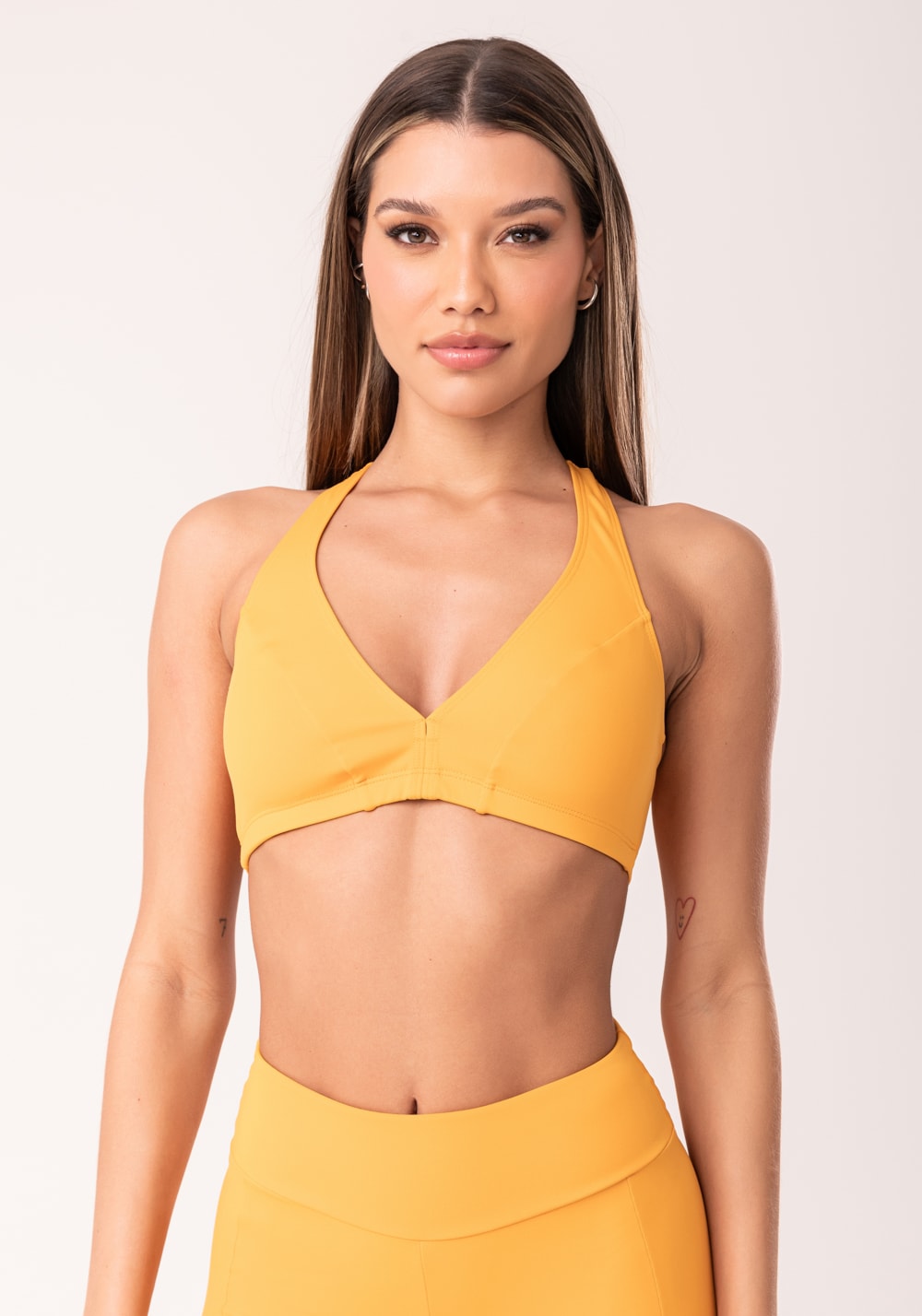 Top fitness feminino nadador amarelo oasis