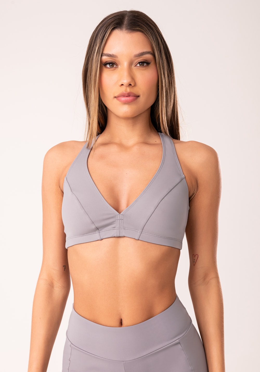 Top fitness feminino nadador cinza oasis