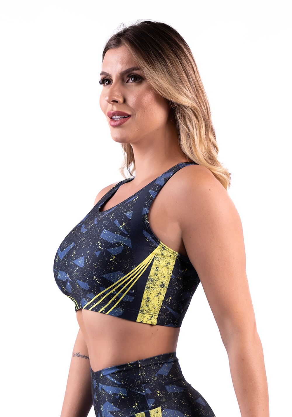 Top fitness feminino nadador new printed estampado abstrato