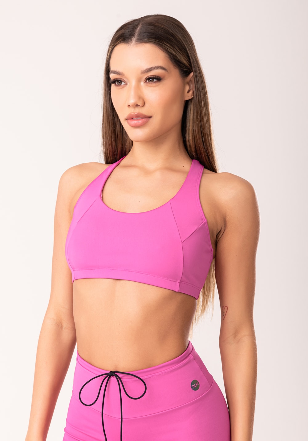 Top fitness feminino nadador rosa com recortes oasis