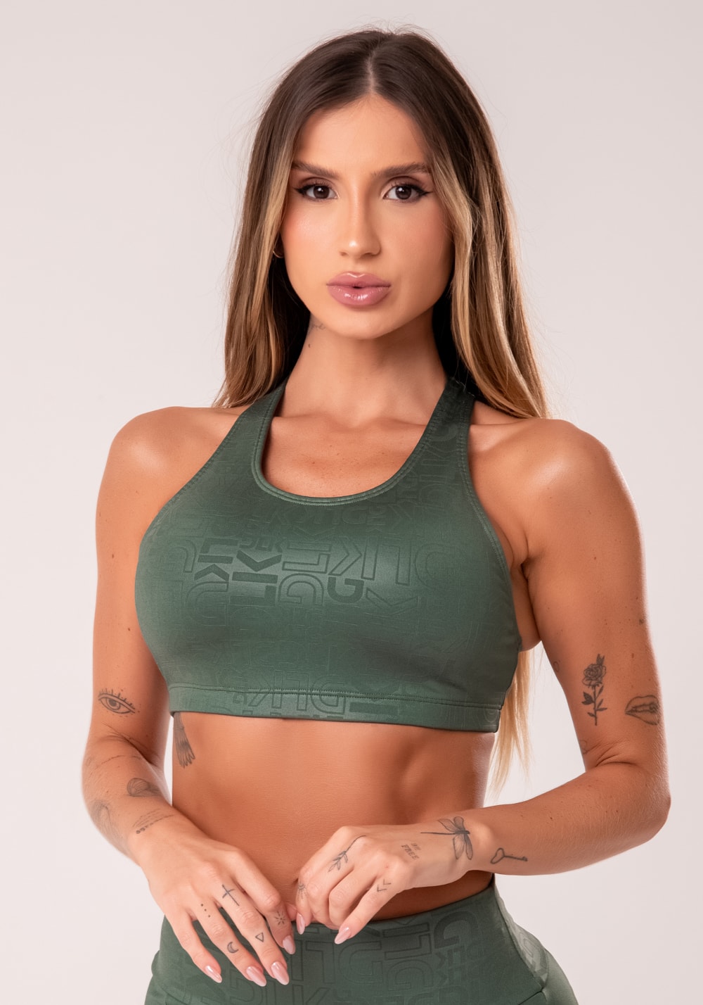 Top fitness feminino nadador verde logomania reflections