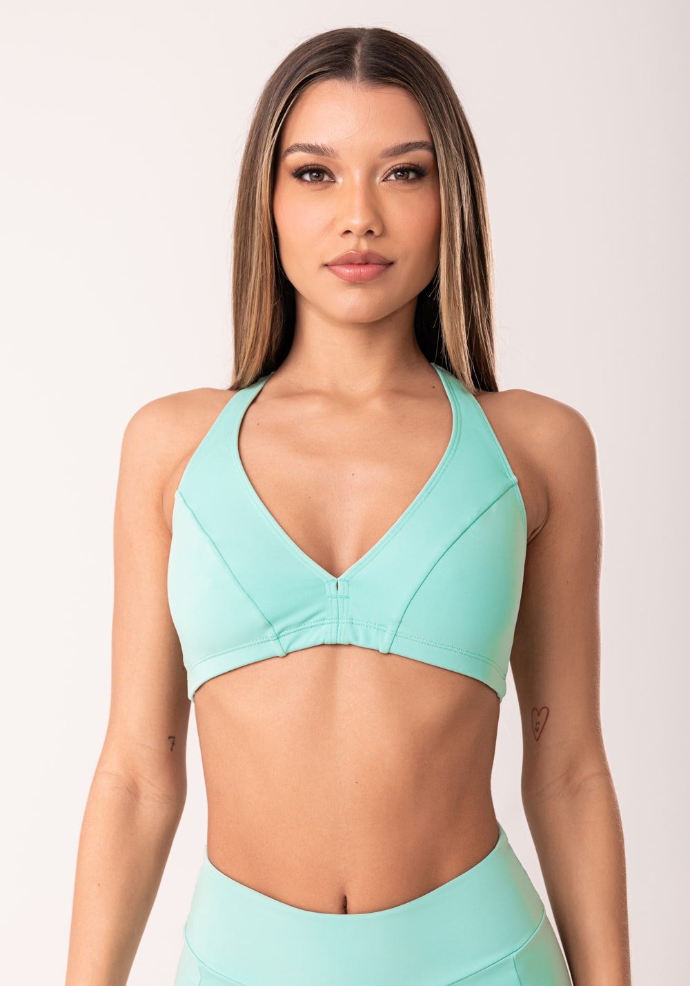 Top fitness feminino nadador verde oasis