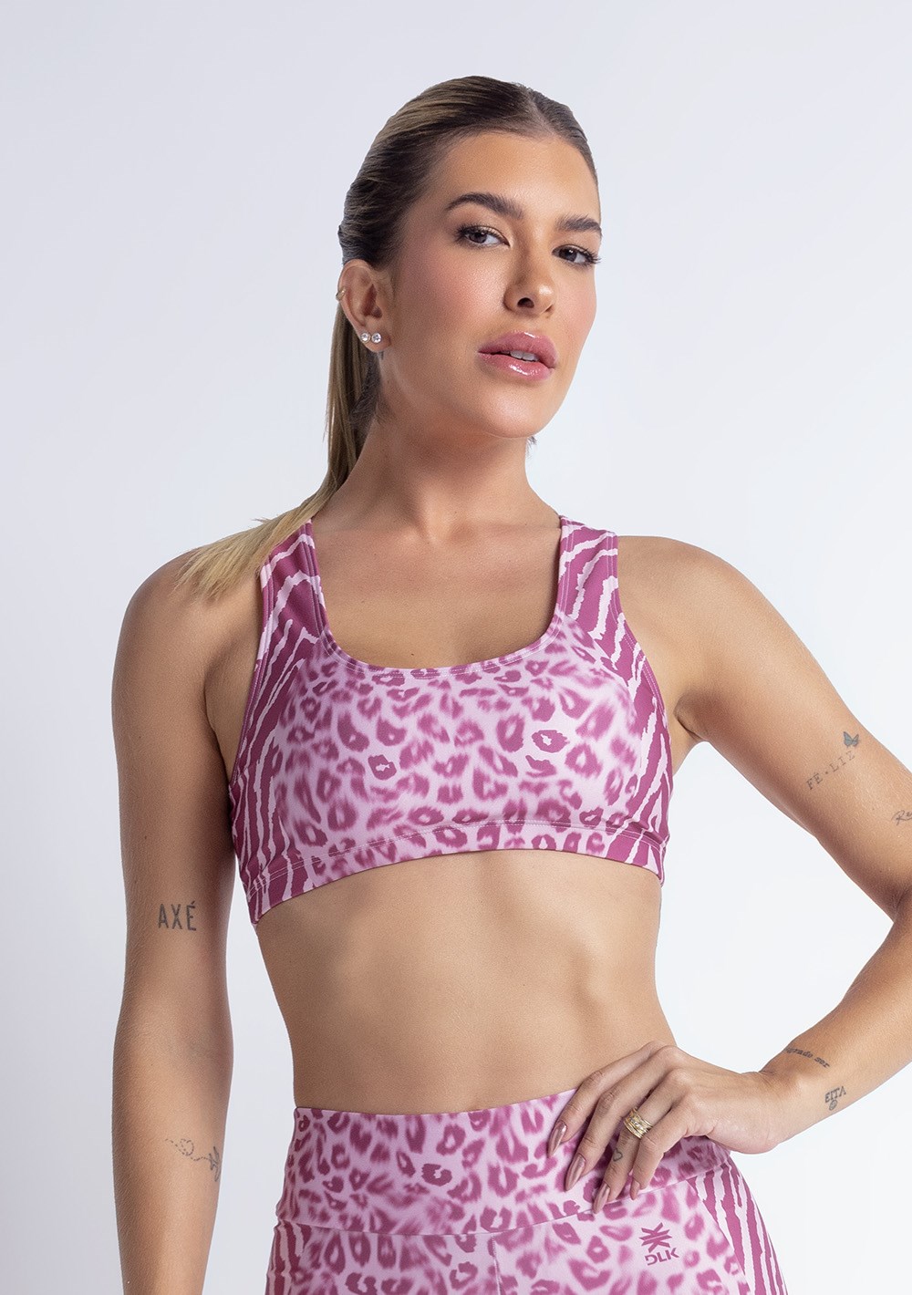 Top fitness feminino new printed estampado mix zebra onça rosa