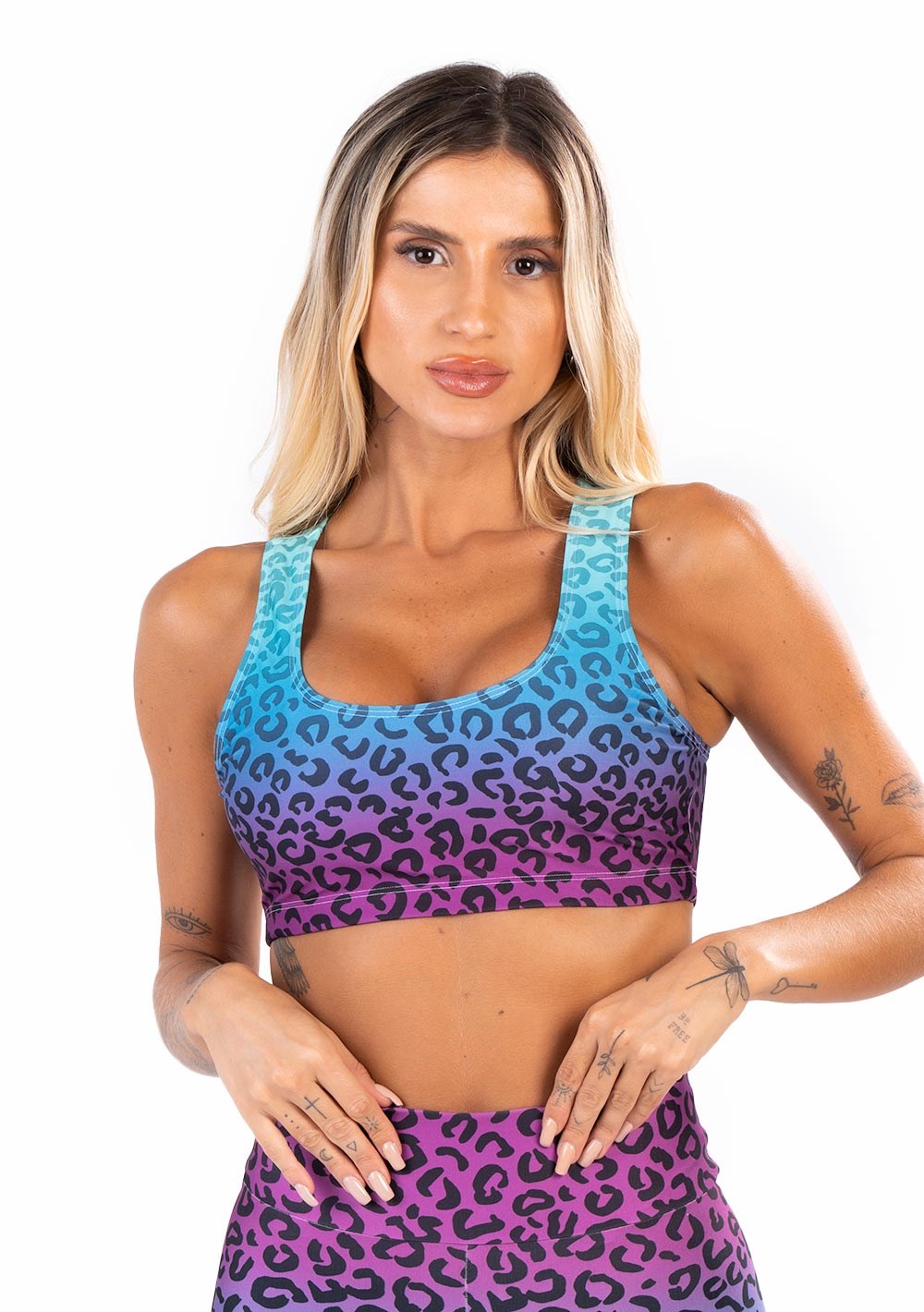 Top fitness feminino new printed estampado onça color