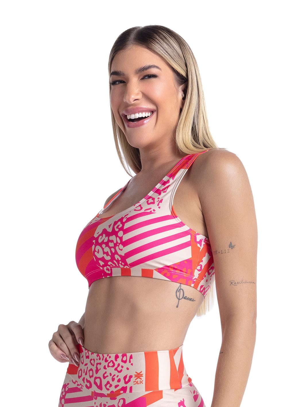 Top fitness feminino new printed estampado skin pink
