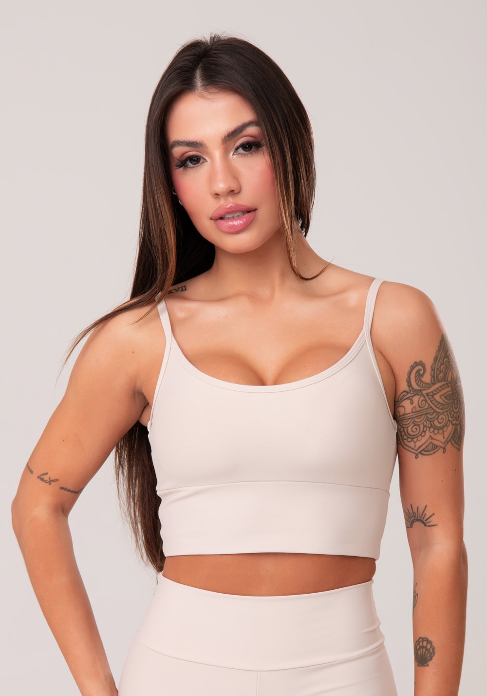 Top fitness feminino nude com bojo aura