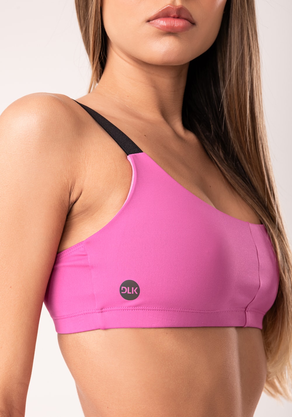 Top fitness feminino rosa com alças de elástico oasis