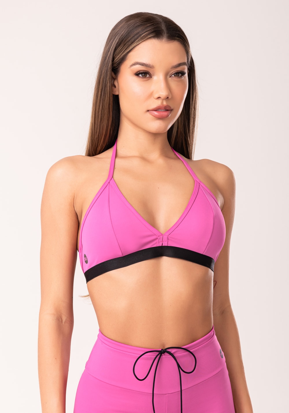 Top fitness feminino rosa com bojo e alças finas oasis