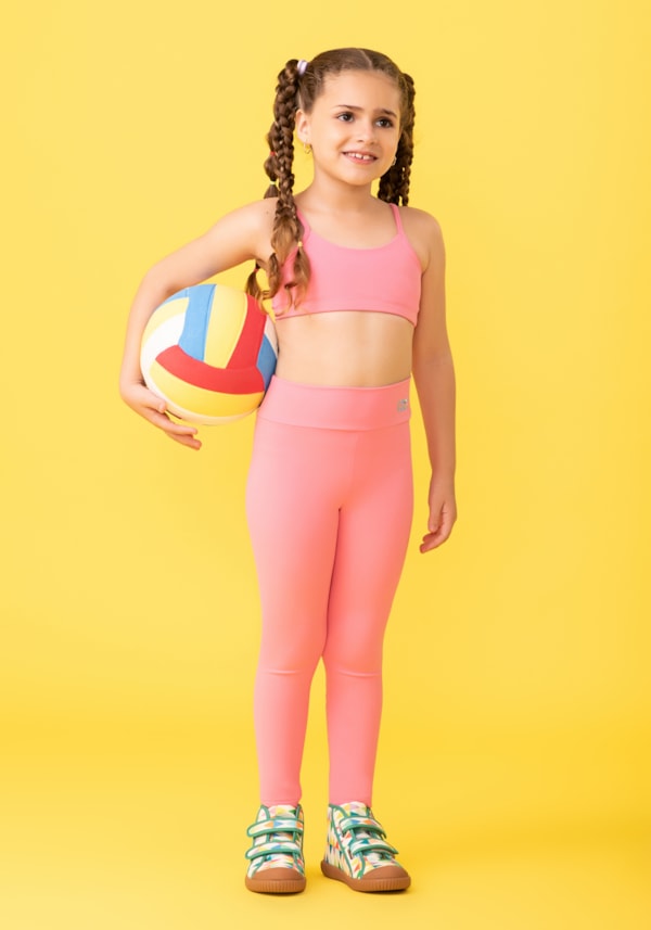 Top infantil básico rosa chiclete