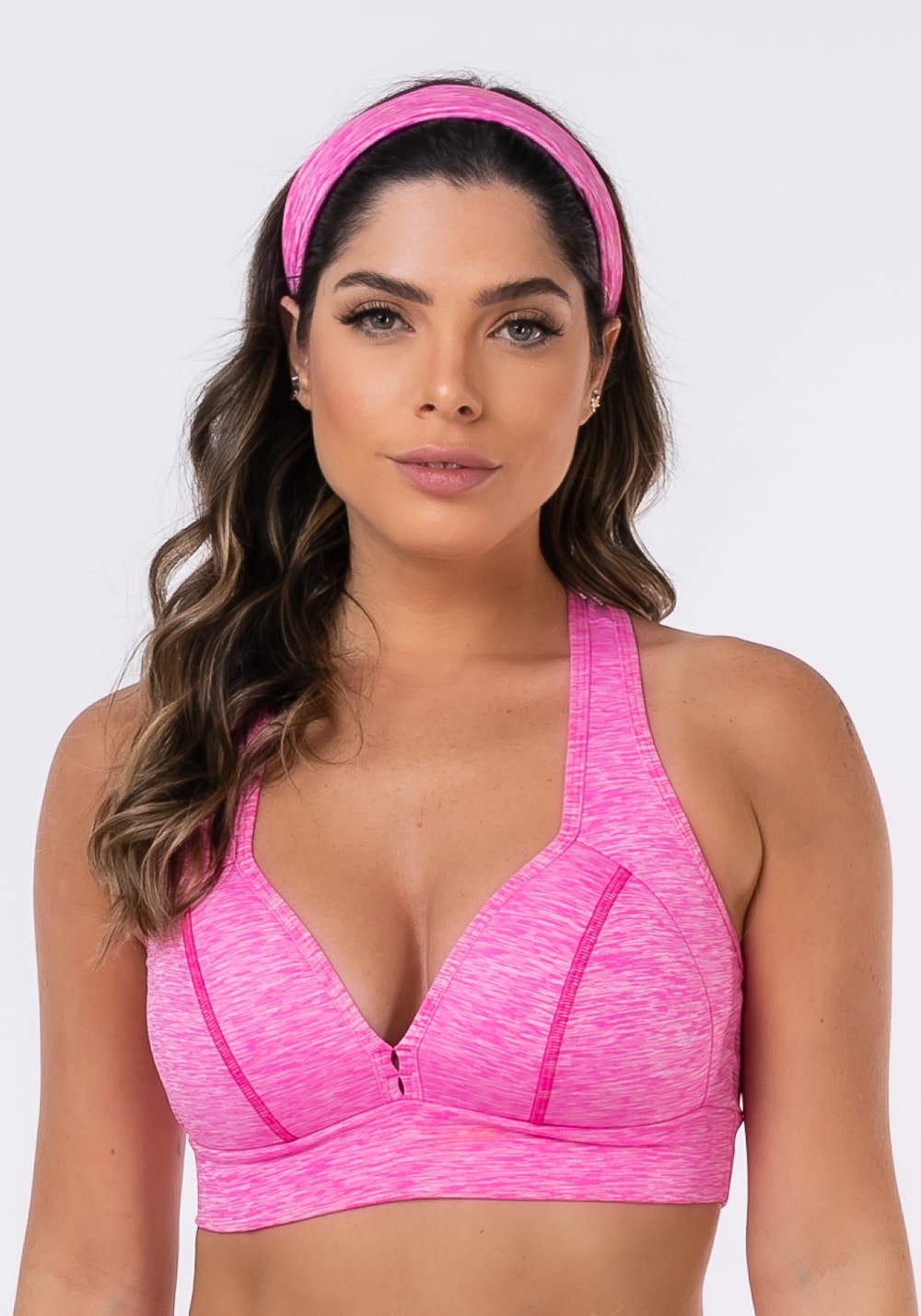 CONJUNTO TOP NADADOR + LEGGING MARINHO COM ROSA ROMANCE POLIAMIDA