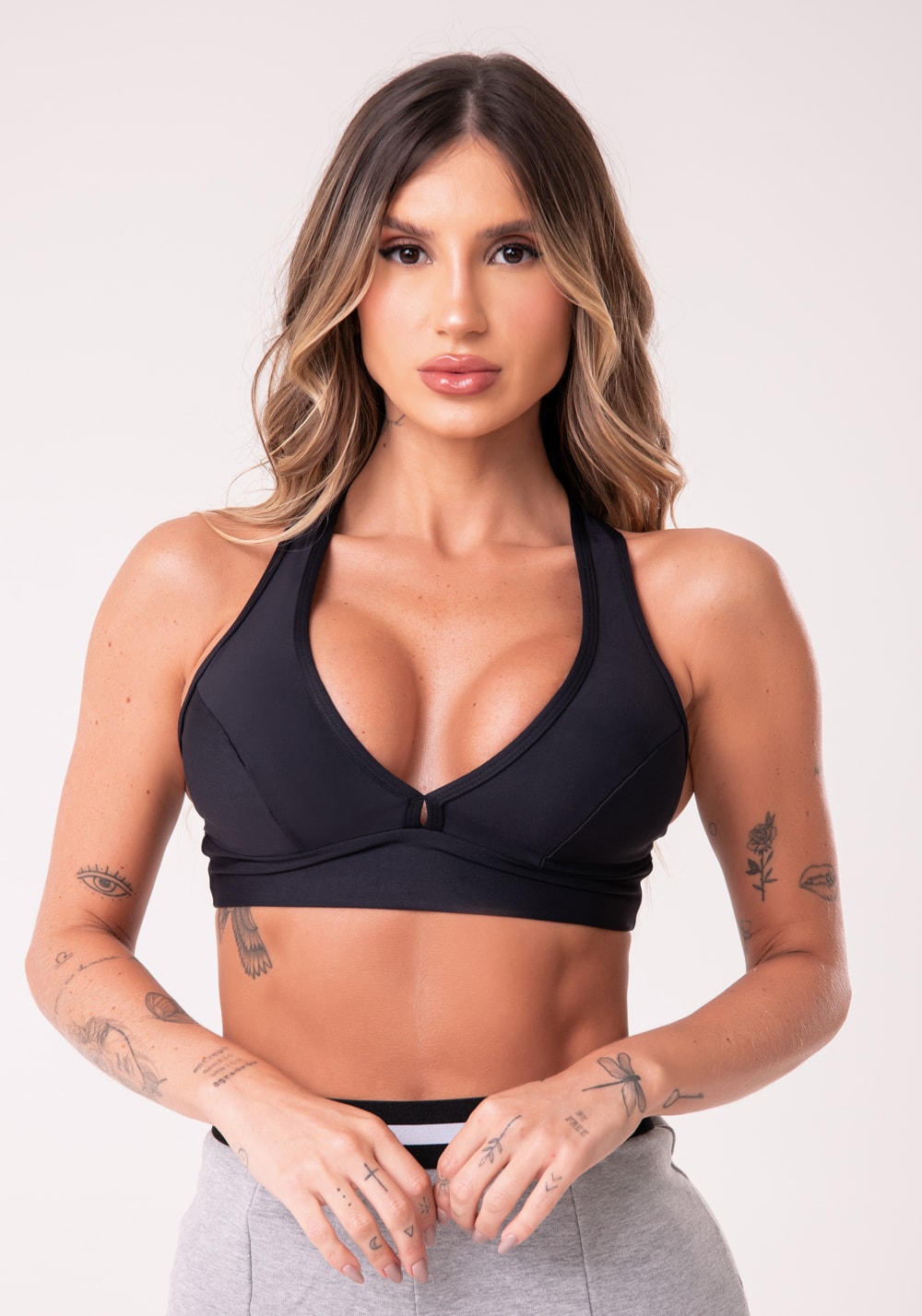 Top nadador preto com bojo básico dlk