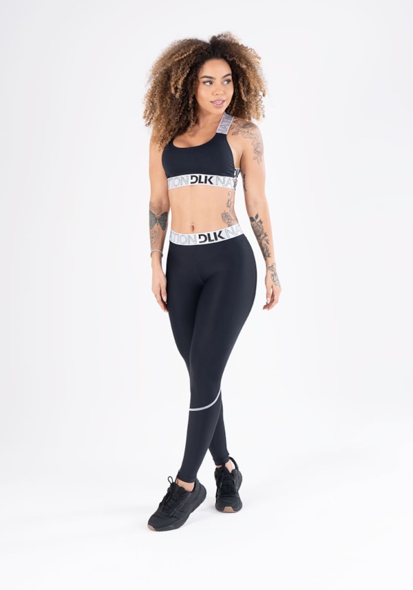 Calça legging poliamida preta com silk crssft